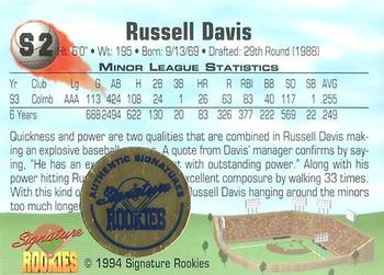 1994 Signature Rookies - Hottest Prospects Signatures #S2 Russ Davis Back