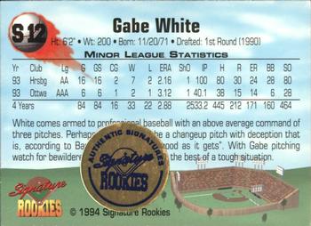 1994 Signature Rookies - Hottest Prospects Signatures #S12 Gabe White Back