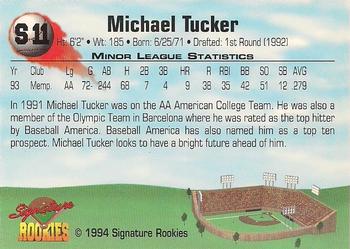 1994 Signature Rookies - Hottest Prospects Mail-In Promos #S11 Michael Tucker Back
