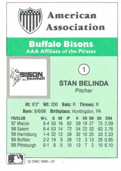 1990 CMC Buffalo Bisons #1 Stan Belinda Back