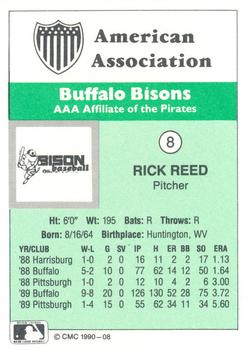 1990 CMC Buffalo Bisons #8 Rick Reed Back
