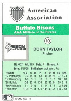 1990 CMC Buffalo Bisons #10 Dorn Taylor Back