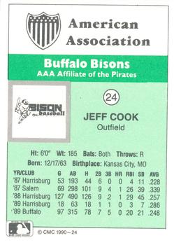 1990 CMC Buffalo Bisons #24 Jeff Cook Back