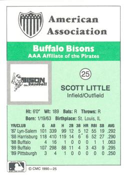 1990 CMC Buffalo Bisons #25 Scott Little Back