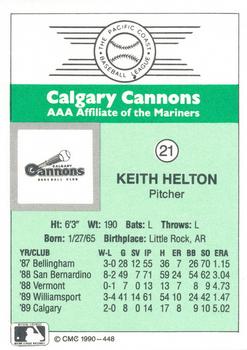 1990 CMC Calgary Cannons #21 Keith Helton Back