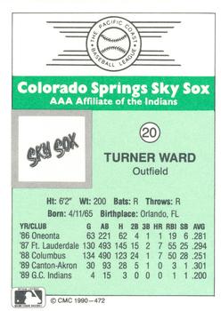 1990 CMC Colorado Springs Sky Sox #20 Turner Ward Back