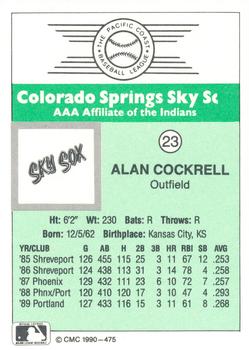 1990 CMC Colorado Springs Sky Sox #23 Alan Cockrell Back