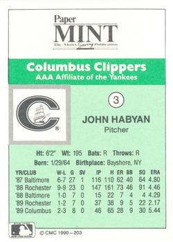 1990 CMC Columbus Clippers #3 John Habyan Back
