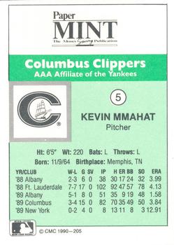 1990 CMC Columbus Clippers #5 Kevin Mmahat Back
