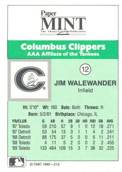 1990 CMC Columbus Clippers #12 Jim Walewander Back