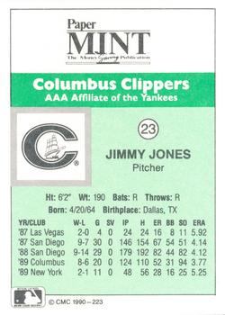 1990 CMC Columbus Clippers #23 Jimmy Jones Back