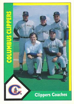 1990 CMC Columbus Clippers #24 Clippers Coaches (Ken Rowe / Stump Merrill / Clete Boyer / Mike Heifferon / Trey Hillman) Front