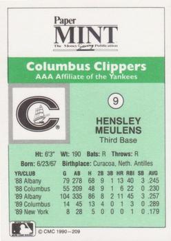 1990 CMC Columbus Clippers #9 Hensley Meulens Back