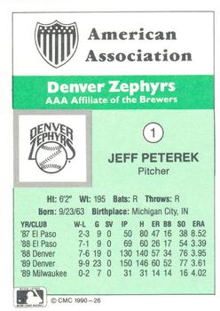 1990 CMC Denver Zephyrs #1 Jeff Peterek Back