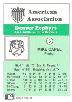 1990 CMC Denver Zephyrs #5 Mike Capel Back