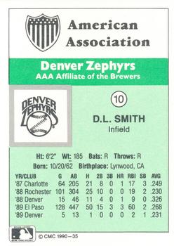 1990 CMC Denver Zephyrs #10 D.L. Smith Back