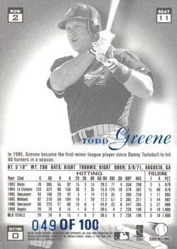 1997 Flair Showcase - Legacy Collection Row 2 (Style) #11 Todd Greene Back