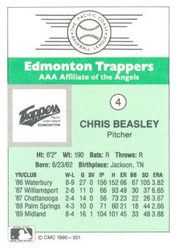 1990 CMC Edmonton Trappers #4 Chris Beasley Back