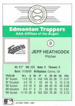 1990 CMC Edmonton Trappers #9 Jeff Heathcock Back