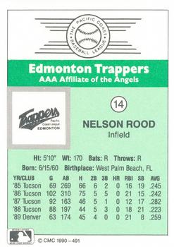 1990 CMC Edmonton Trappers #14 Nelson Rood Back