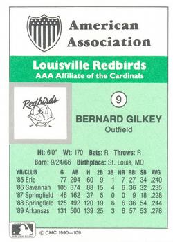 1990 CMC Louisville Redbirds #9 Bernard Gilkey Back