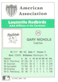1990 CMC Louisville Redbirds #25 Gary Nichols Back