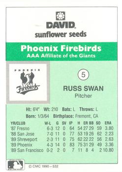 1990 CMC Phoenix Firebirds #5 Russ Swan Back
