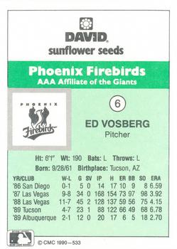 1990 CMC Phoenix Firebirds #6 Ed Vosberg Back