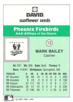 1990 CMC Phoenix Firebirds #13 Mark Bailey Back