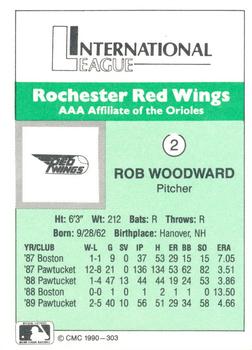 1990 CMC Rochester Red Wings #2 Rob Woodward Back