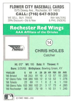 1990 CMC Rochester Red Wings #14 Chris Hoiles Back