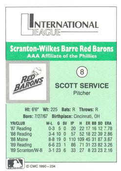 1990 CMC Scranton Red Barons #8 Scott Service Back