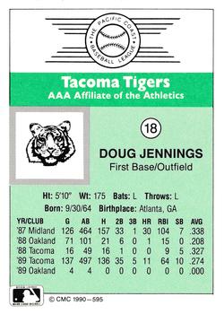 1990 CMC Tacoma Tigers #18 Doug Jennings Back