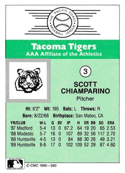 1990 CMC Tacoma Tigers #3 Scott Chiamparino Back