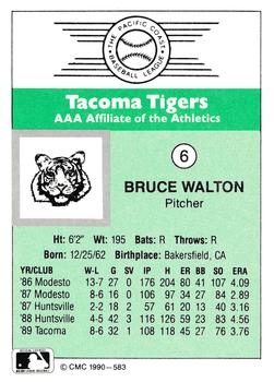 1990 CMC Tacoma Tigers #6 Bruce Walton Back