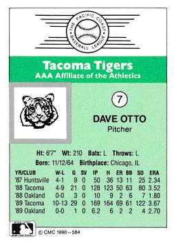 1990 CMC Tacoma Tigers #7 Dave Otto Back