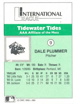 1990 CMC Tidewater Tides #9 Dale Plummer Back