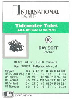 1990 CMC Tidewater Tides #10 Ray Soff Back