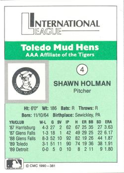 1990 CMC Toledo Mud Hens #4 Shawn Holman Back