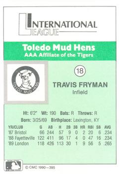 1990 CMC Toledo Mud Hens #18 Travis Fryman Back
