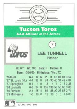 1990 CMC Tucson Toros #7 Lee Tunnell Back