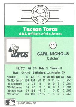 1990 CMC Tucson Toros #11 Carl Nichols Back