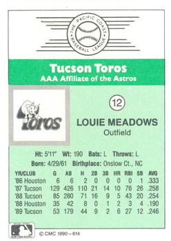 1990 CMC Tucson Toros #12 Louie Meadows Back