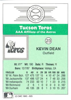 1990 CMC Tucson Toros #23 Kevin Dean Back