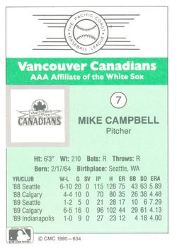 1990 CMC Vancouver Canadians #7a Mike Campbell Back