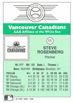 1990 CMC Vancouver Canadians #11 Steve Rosenberg Back