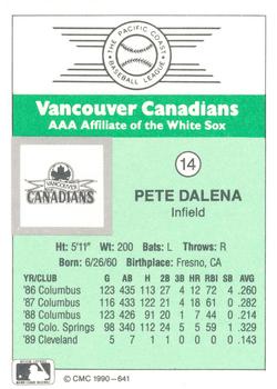 1990 CMC Vancouver Canadians #14 Pete Dalena Back