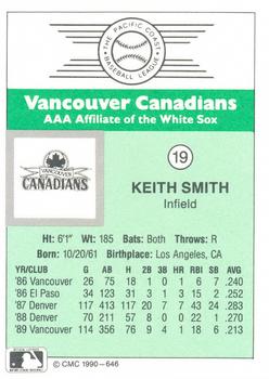 1990 CMC Vancouver Canadians #19 Keith Smith Back