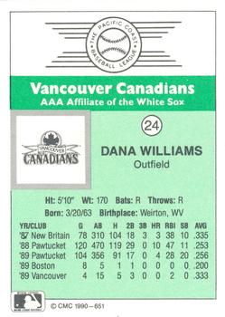 1990 CMC Vancouver Canadians #24 Dana Williams Back