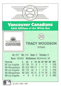 1990 CMC Vancouver Canadians #25 Tracy Woodson Back